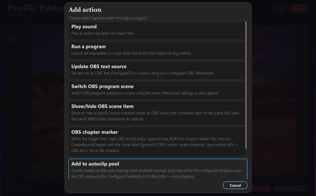 Sightline preview region screen